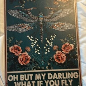 Inspirational Dragonfly and Roses Wall Art